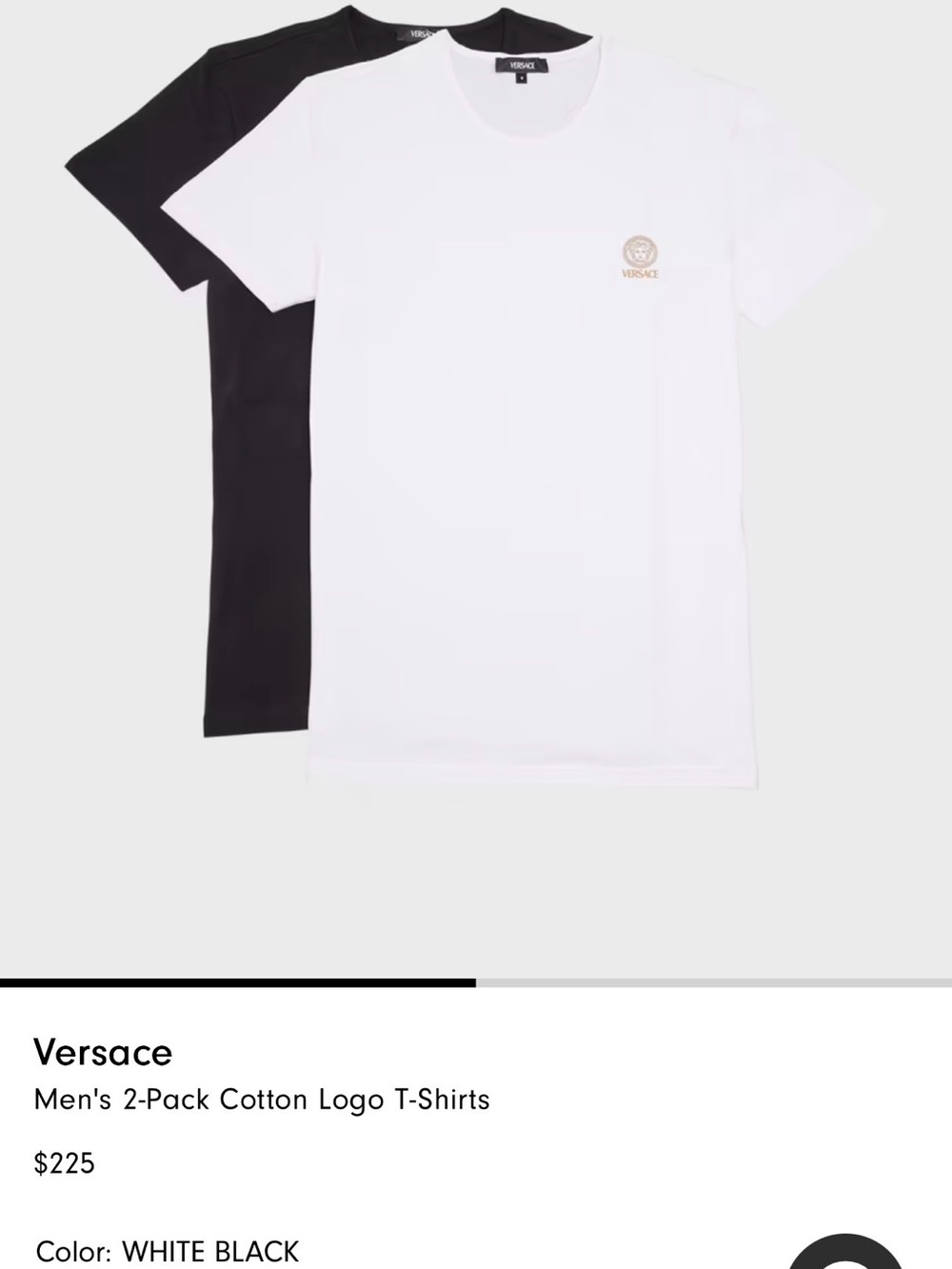 Versace Two-Pack Crewneck Tees in White and Black with Gold Logo